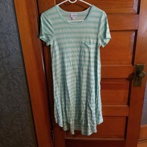 LuLaRoe Carly.  Seafoam green & white stripes.  S